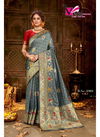 GREY COLOUR DESIGNER BANARASI SILK PARTY WEAR SAREE 2303